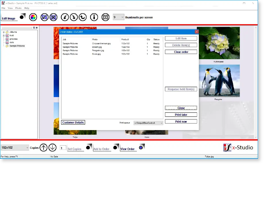Collect and organize images into job folders and create workflow orders for BlueControl. Import .b00 files